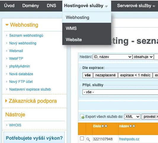 jak nainstalovat WordPress na Wedos hosting