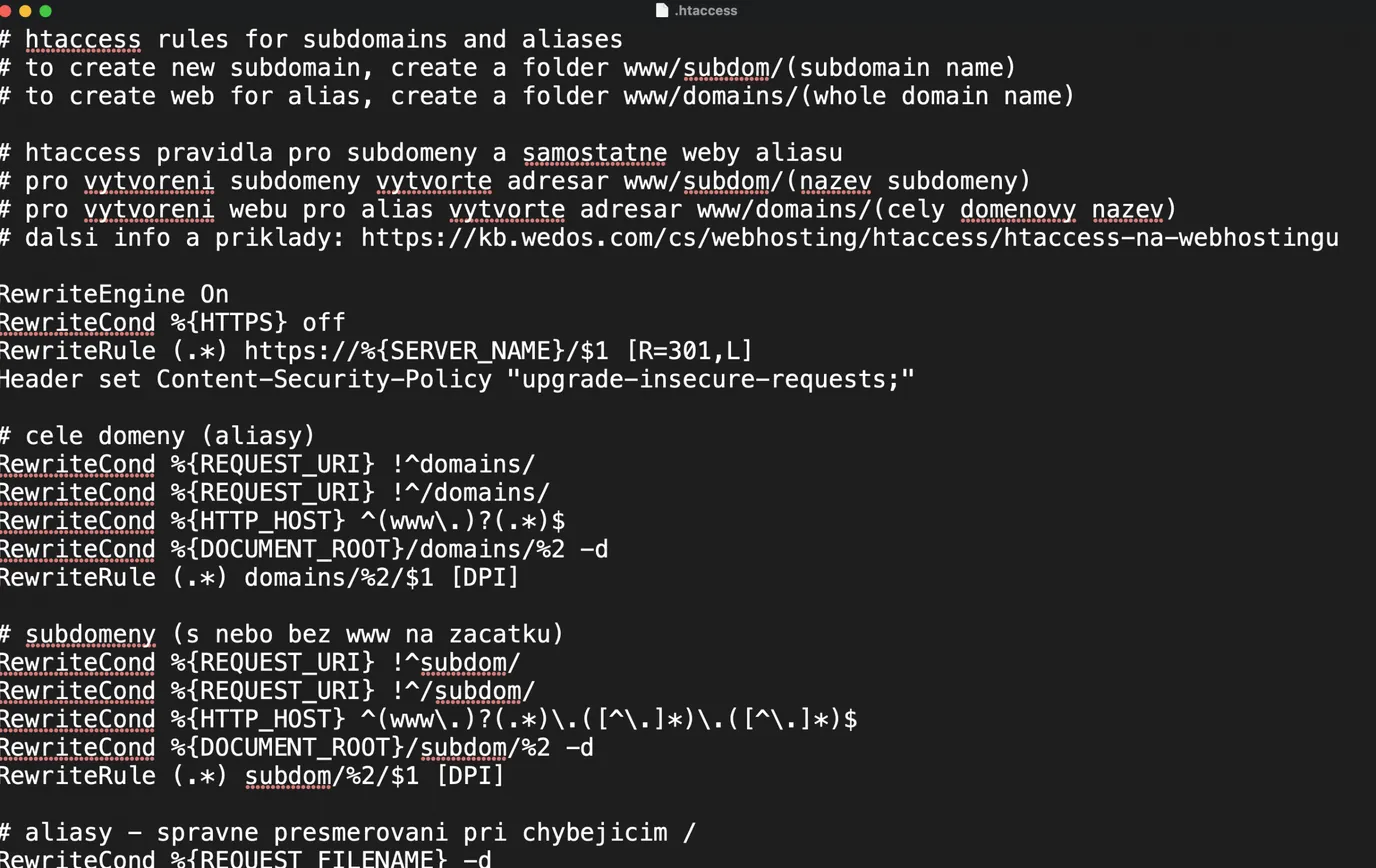 nastavení https .htaccess