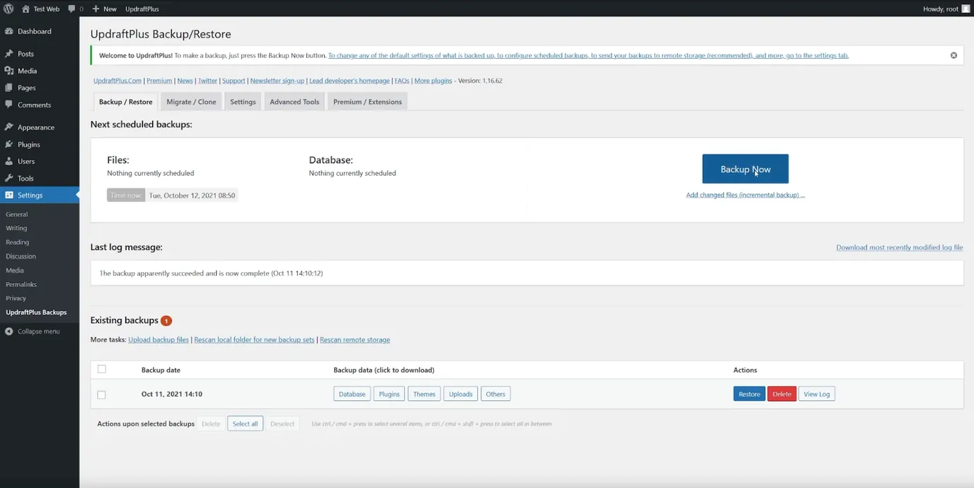 jak zálohovat web ve WordPress