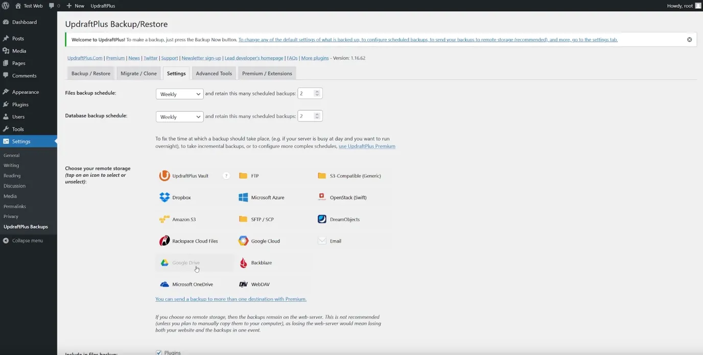 automatická záloha webu WordPress